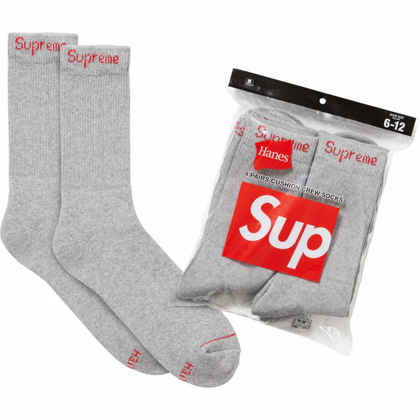 Supreme Hanes Crew Socks 4 Pack (Grey)