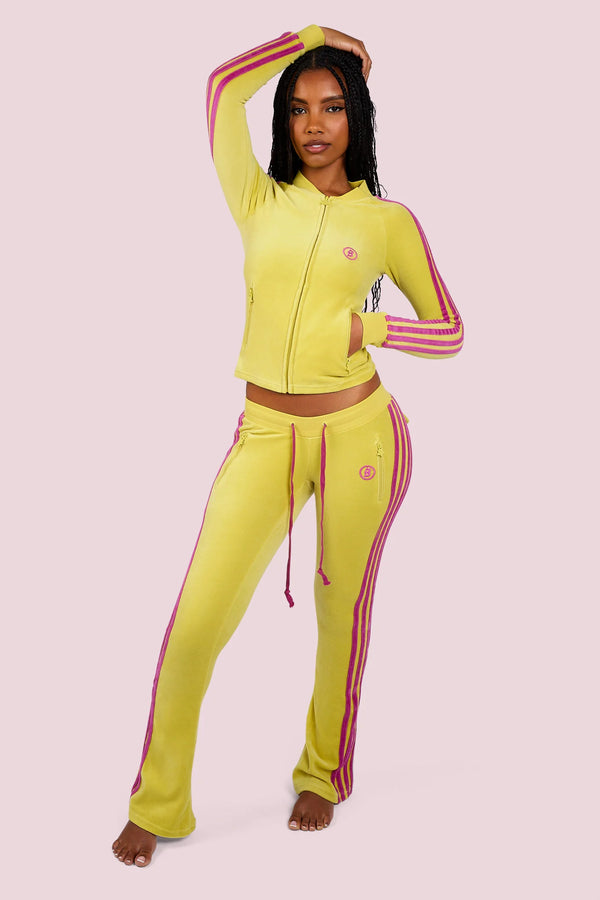 Body By Raven Velour Sweatsuit (Yellow/Pink)