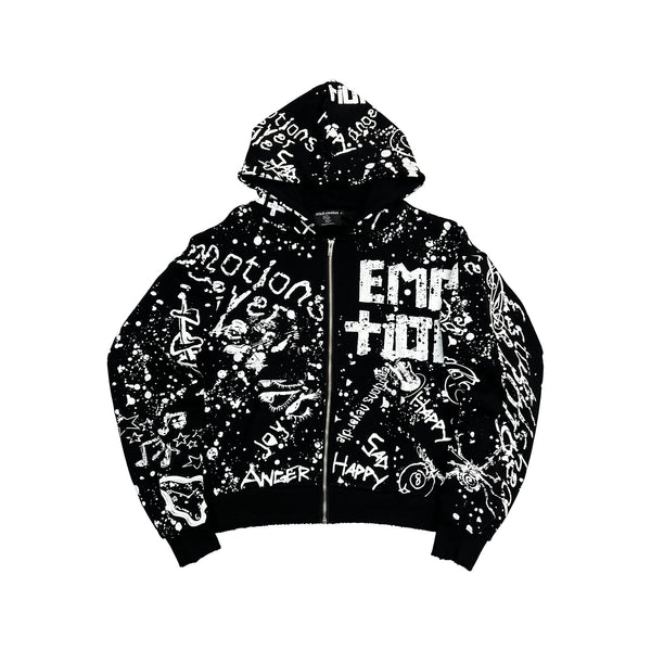 Mixed Emotion Graffiti Hoodie (Black)