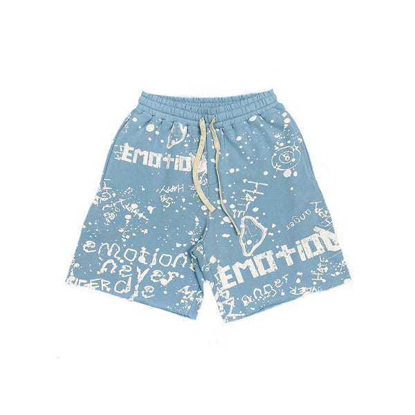 Mixed Emotion Graffiti Shorts (Blue)