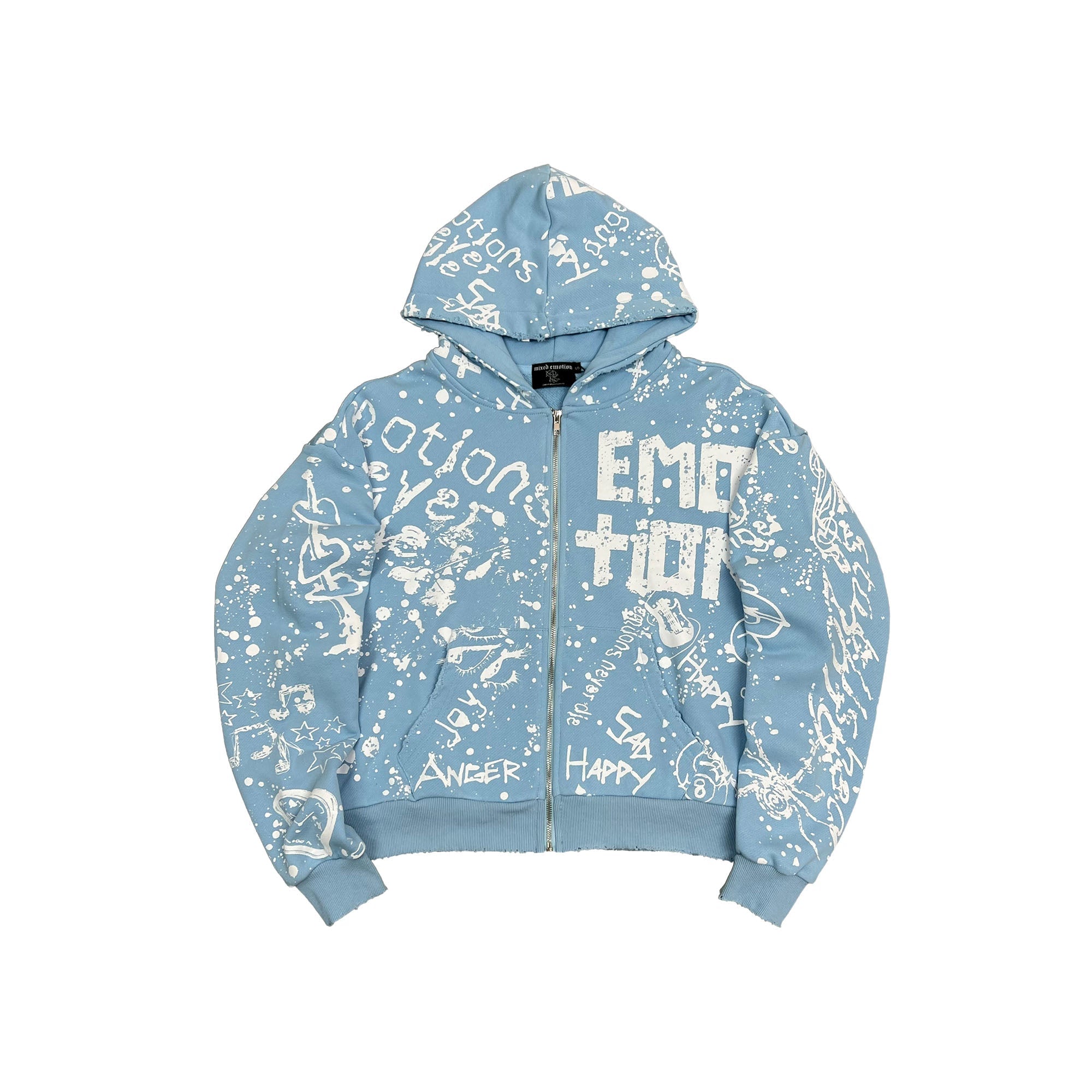 Mixed Emotion Graffiti Hoodie (Blue)