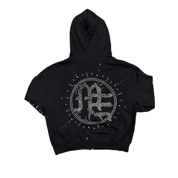 Mixed Emotion Eclipse Rhinestone Hoodie (Black)
