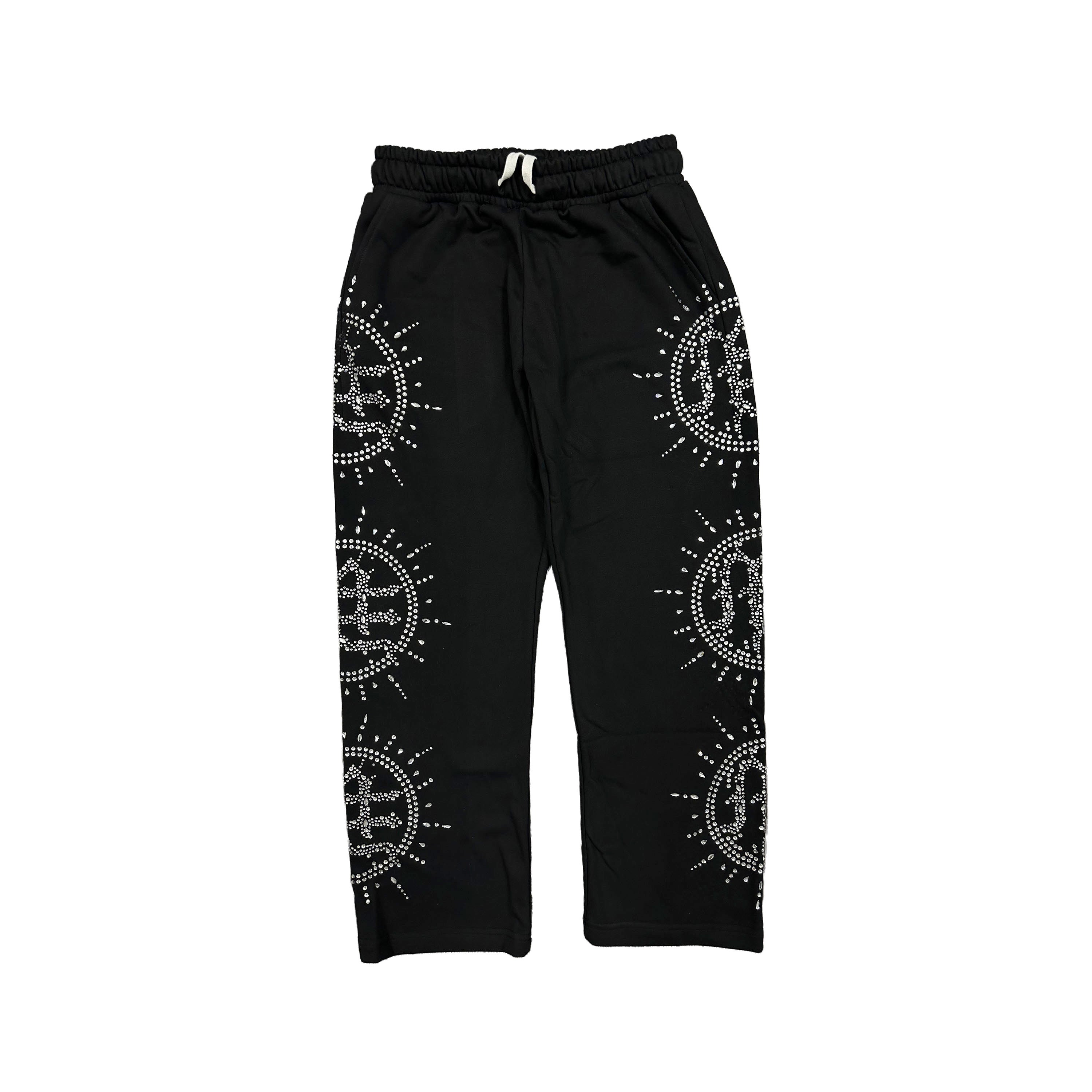 Mixed Emotion Eclipse Rhinestone Sweatpants (Black)