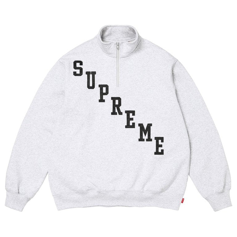 Supreme Slant Appliqué Half Zip Pullover (Grey)
