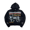 Mixed Emotion Broken Wings Zip-Up Hoodie (Black)