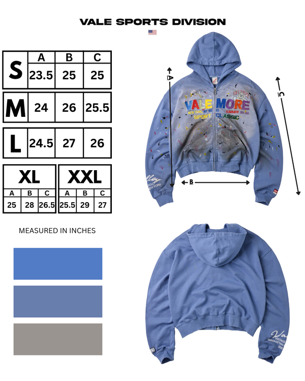 Vale Forever ‘Sunday’ Zip Up Hoodie (Blue)