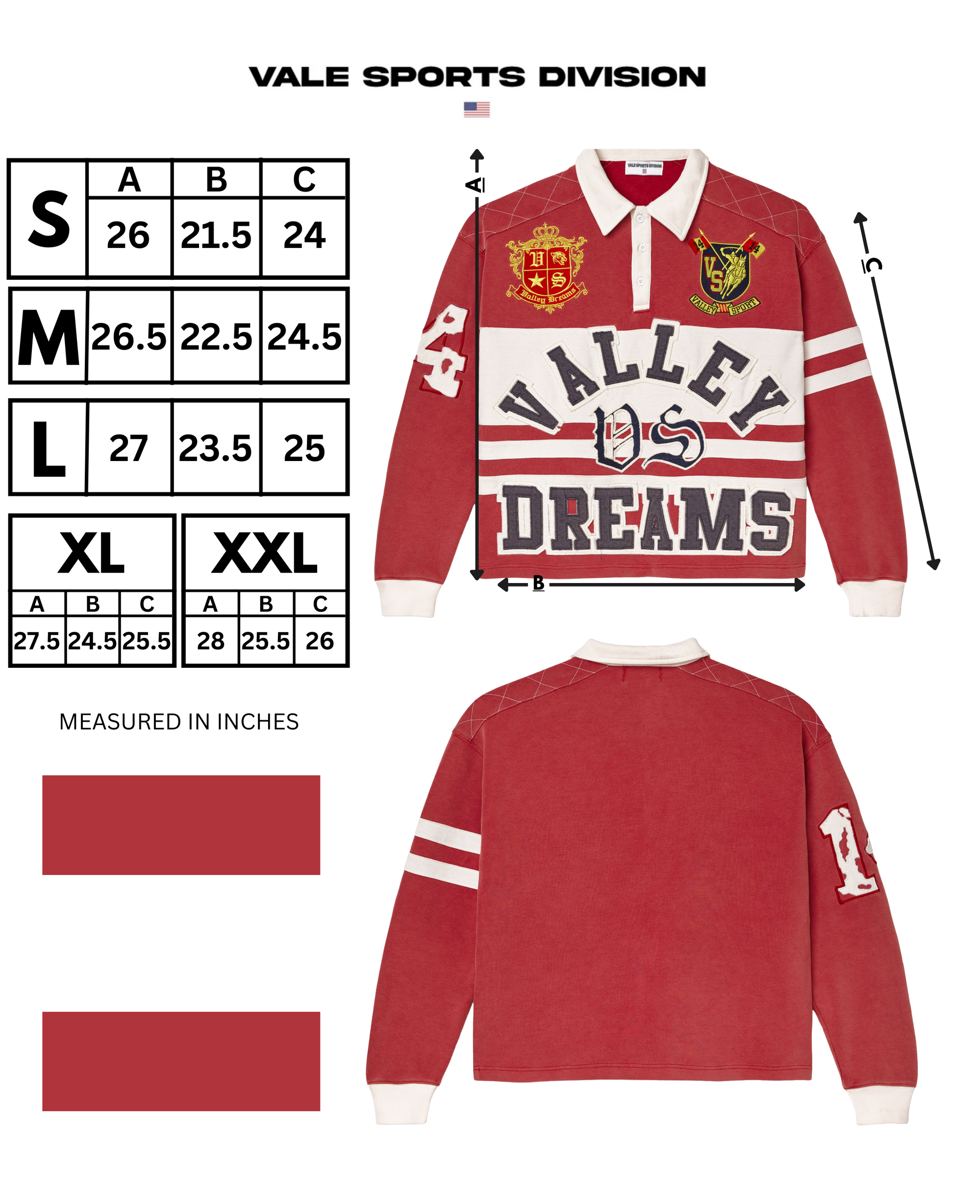 VALE FOREVER DREAM RUGBY LONGSLEEVE (RED)