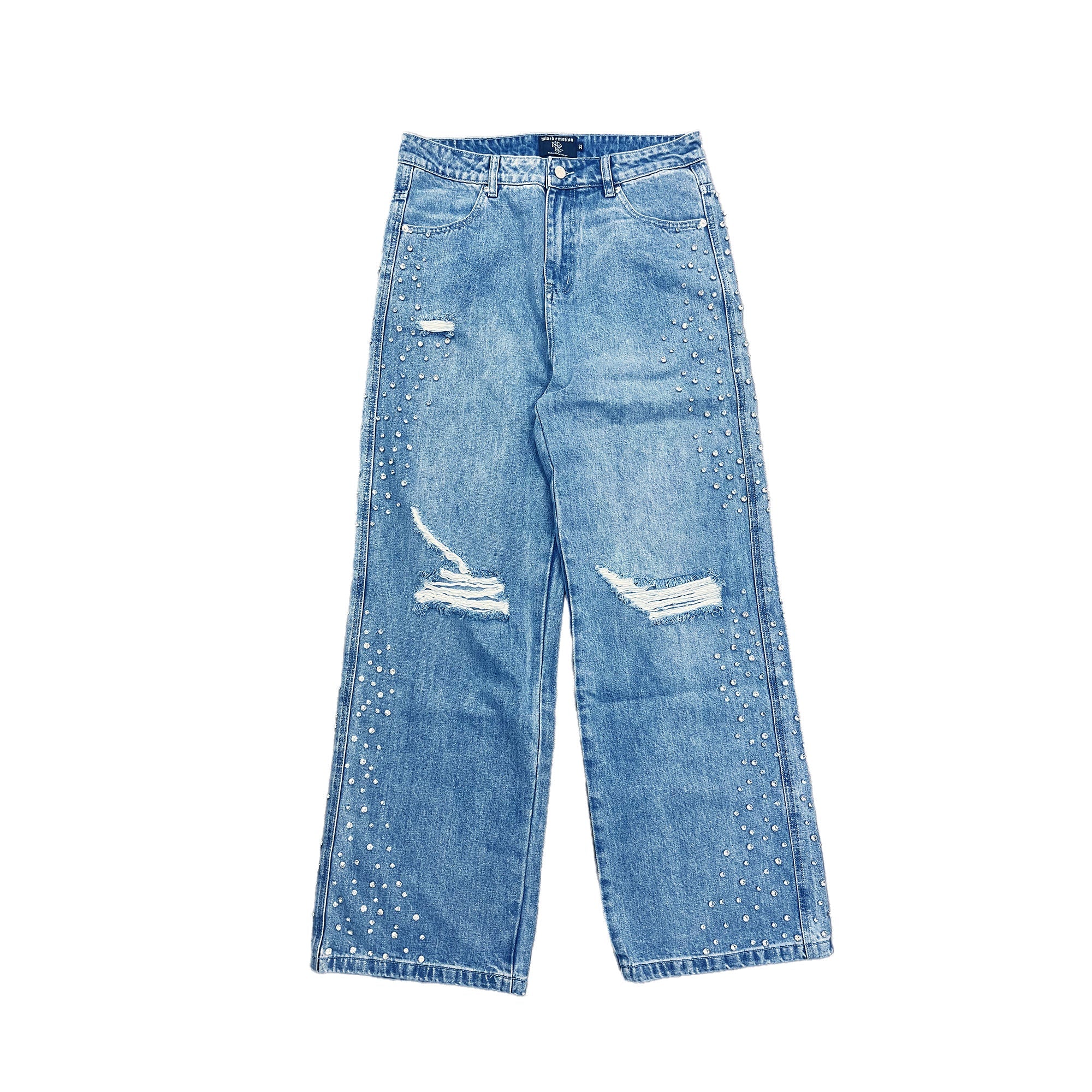 Mixed Emotion Rhinestone Baggy Jeans