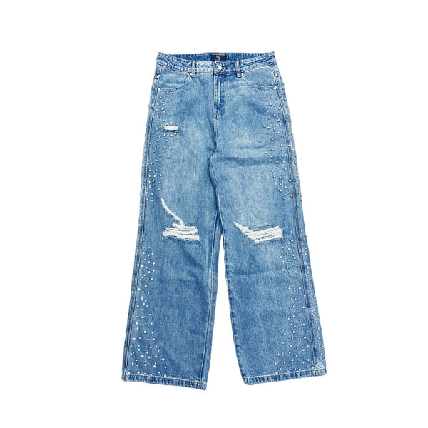 Mixed Emotion Rhinestone Baggy Jeans