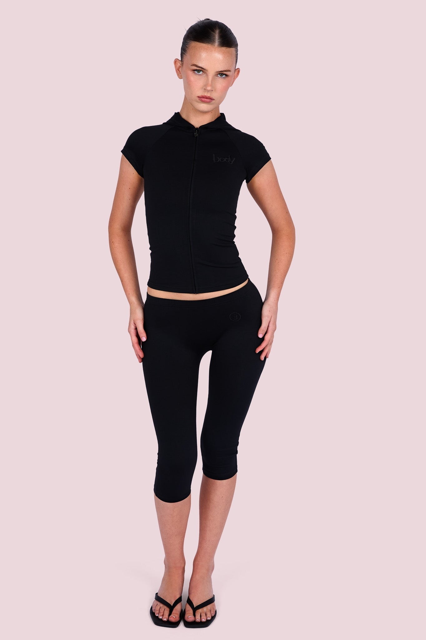 Body By Raven Basics Short Sleeve with Capri (Black)