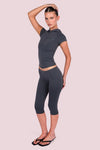 Body By Raven Basics Short Sleeve with Capri (Charcoal)