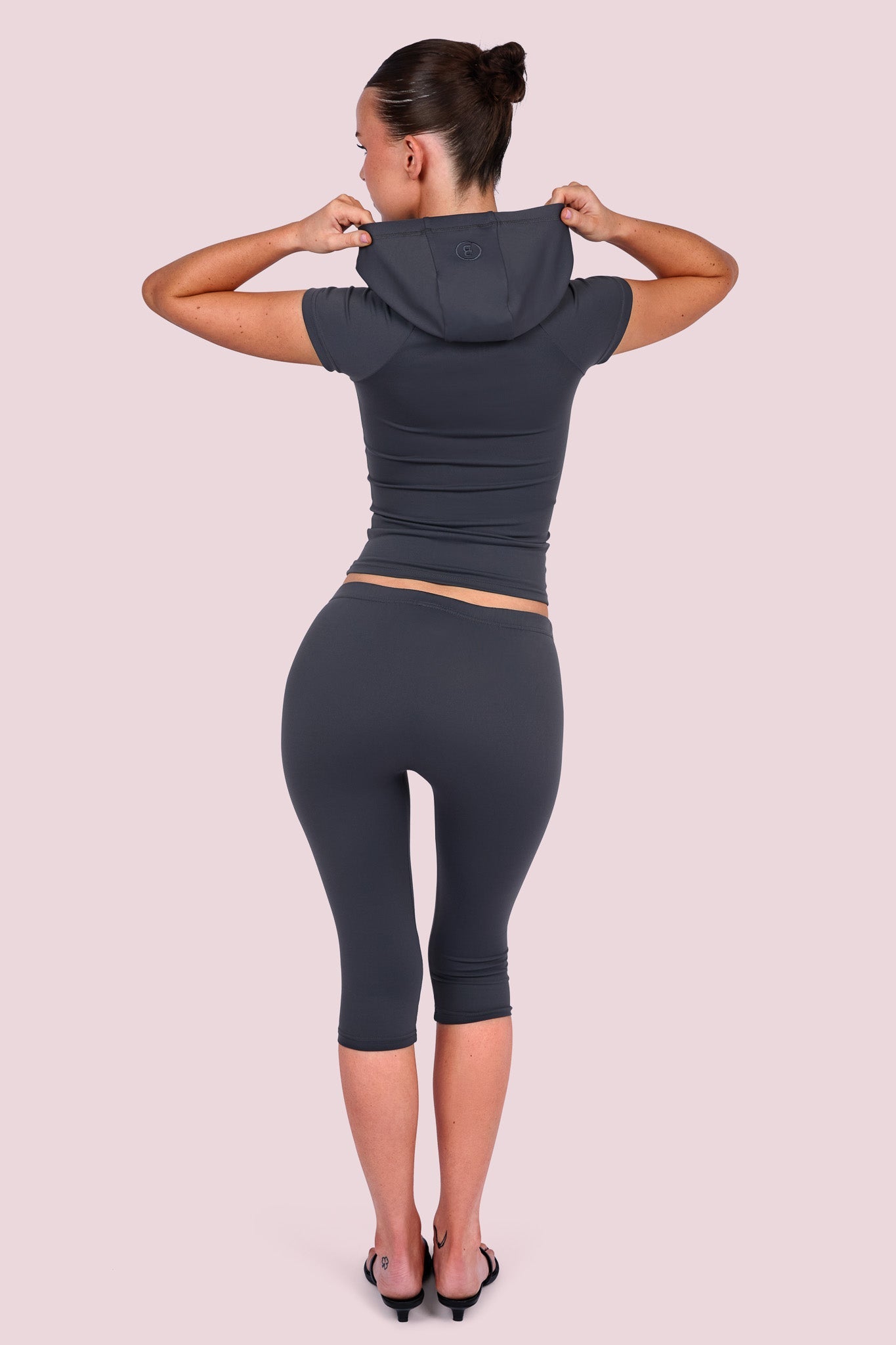 Body By Raven Basics Short Sleeve with Capri (Charcoal)