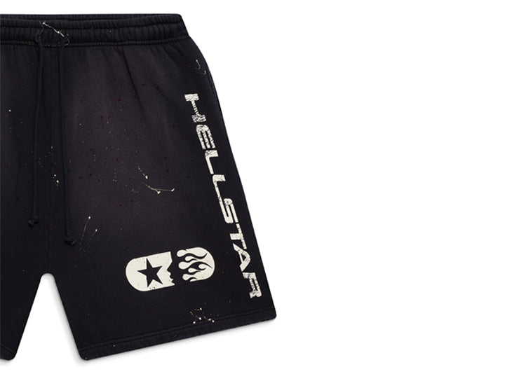 Hellstar Studios Sweat Shorts 'Black Paint Splatter'