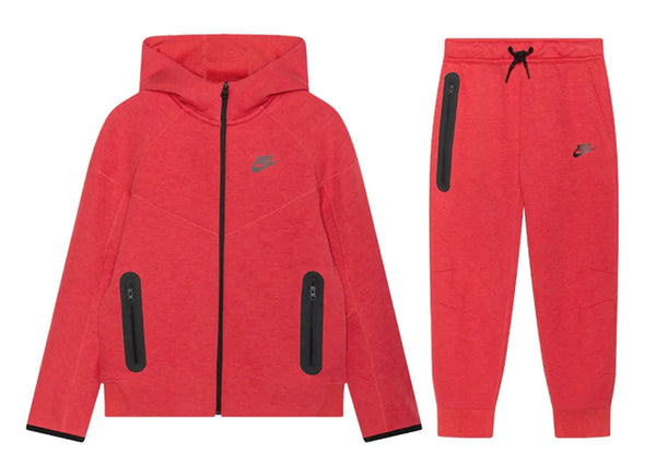 Nike Tech Fleece Full-Zip Hoodie & Joggers Full Set (Red)