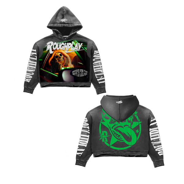 RoughPlay 'Skull In Car' Hoodie (Washed Grey)