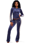 Body By Raven Velour Sweatsuit (Navy Blue/Cream)