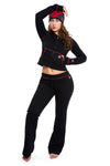 Body By Raven Waffle Knit Sweatsuit (Black Cherry/Red)