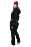Body By Raven Waffle Knit Sweatsuit (Black Cherry/Red)
