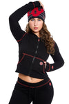 Body By Raven Waffle Knit Sweatsuit (Black Cherry/Red)