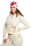 Body By Raven Waffle Knit Sweatsuit (Butter Cream/Red)
