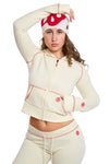 Body By Raven Waffle Knit Sweatsuit (Butter Cream/Red)