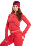 Body By Raven Waffle Knit Sweatsuit (Candy Apple/Navy)