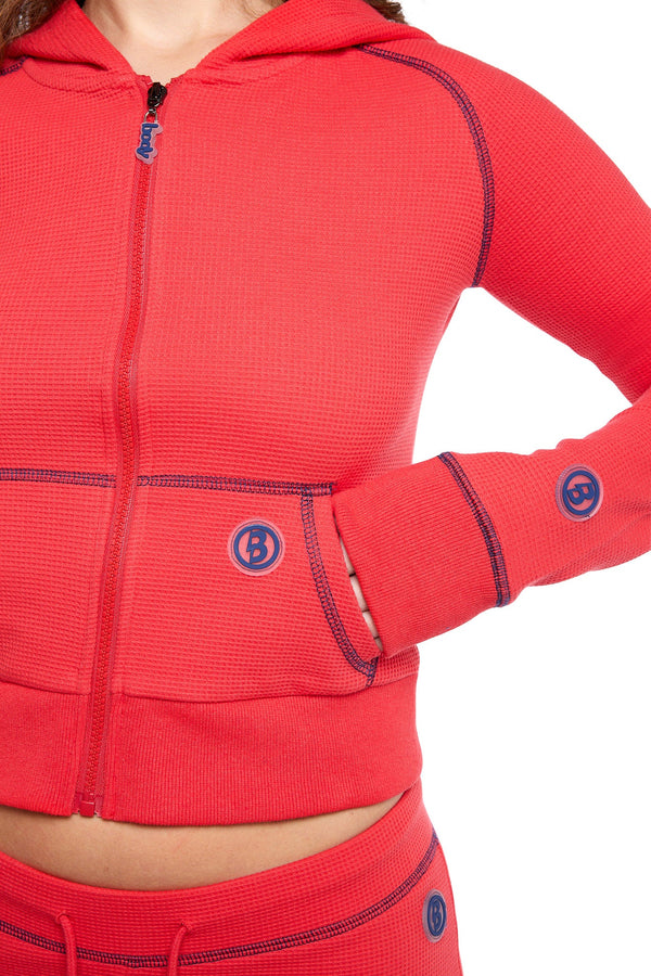 Body By Raven Waffle Knit Sweatsuit (Candy Apple/Navy)