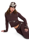 Body By Raven Waffle Knit Sweatsuit (Espresso Brown/Cream)