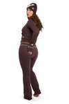 Body By Raven Waffle Knit Sweatsuit (Espresso Brown/Cream)